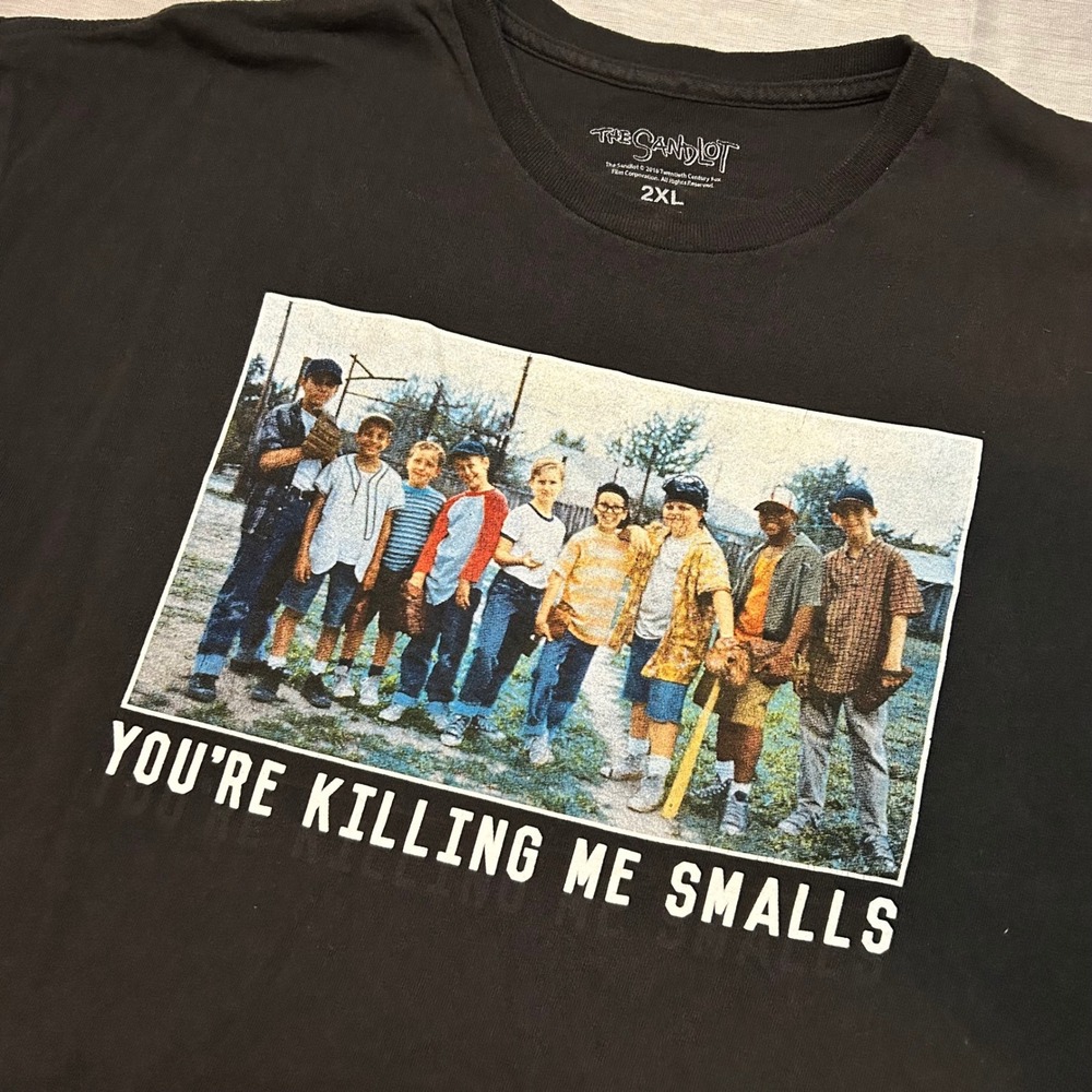 The Sandlot Mens Youre Killing Me Smalls Graphic T-Shirt 2XL Black 90s Movie Tee